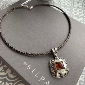 SILPADA Sterling Silver Amber pendant necklace